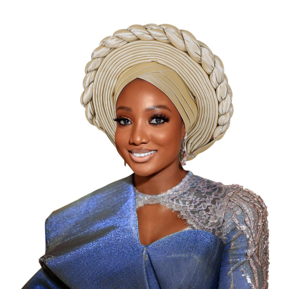 8764 Elegant Polyester African Headscarf-Stretchable Traditional Nigerian
